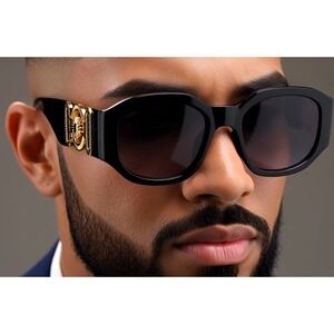 Men Sunglasses Designer Fashion‎ Shades Men Dark Black Lens Hip Hop Gangster New